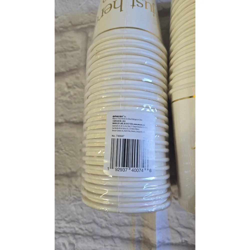 Gold and White Gender Reveal  Party Cups Just Here For The Sex